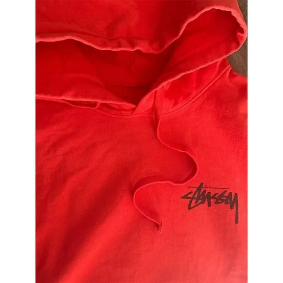 Stussy Men's Red Graphic Print Pullover Hoodie Size M Streetwear NWOT - Picture 5 of 5